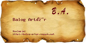 Balog Artúr névjegykártya